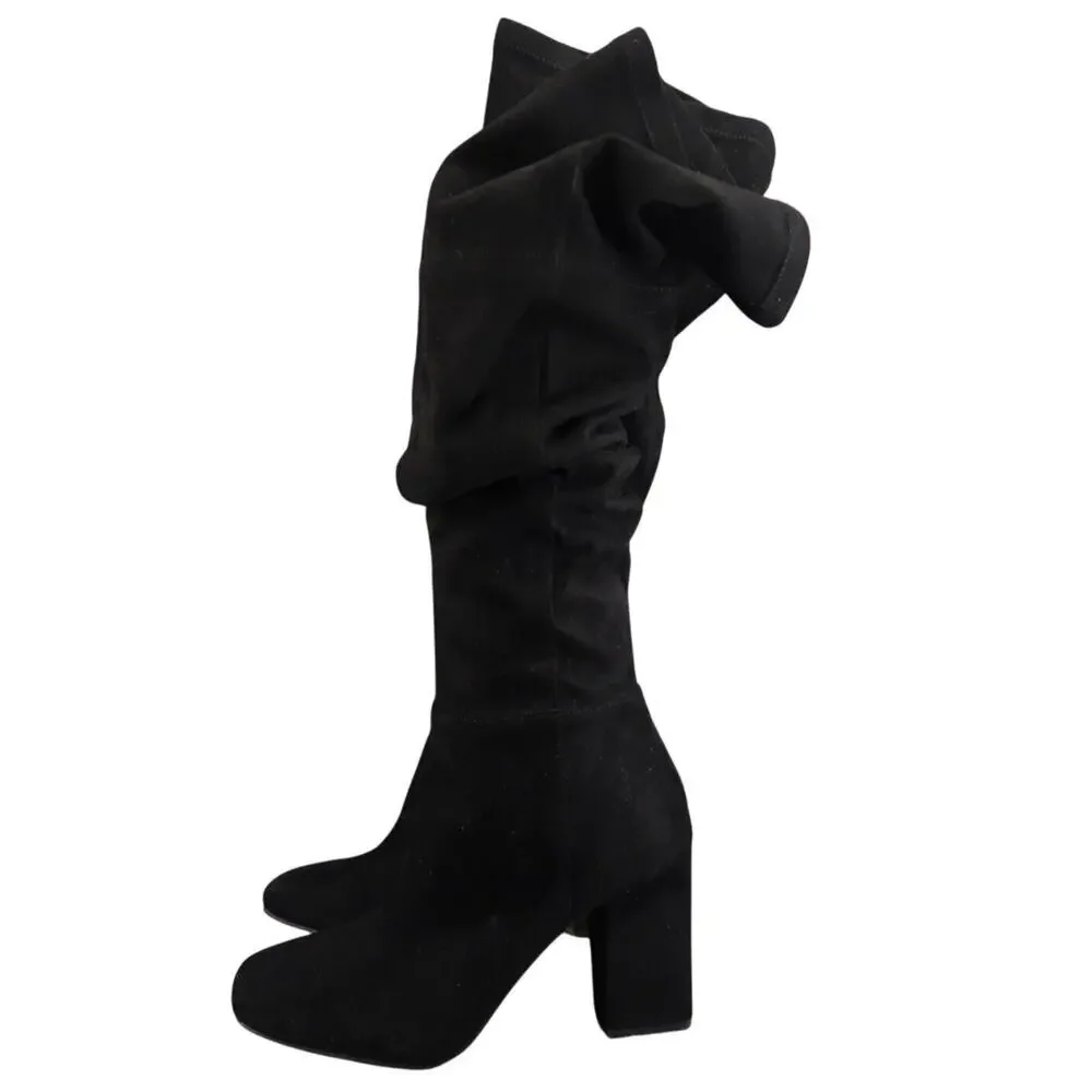 BP Shoes Womens 5.5 Boots Fashion Over The Knee Block Heel Zip Black Square Toe